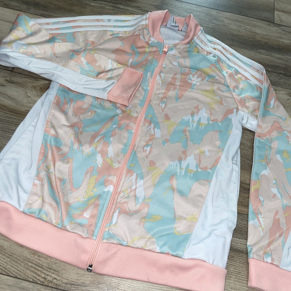 Adidas Originals Marble SST Track Jacket Girls 13-14Y / US L Primegreen Pastel